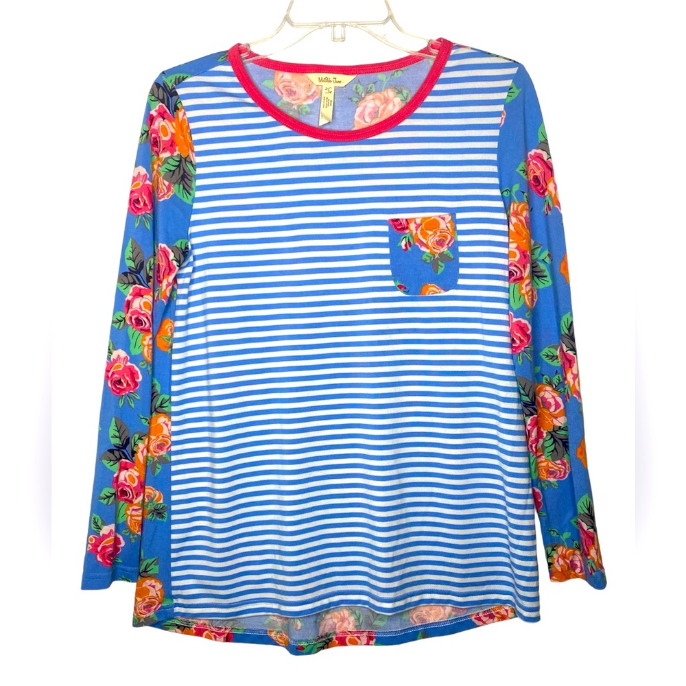 Matilda‎ Jane “Me Time” Long Sleeve Striped Floral Tee Cottagecore Sz S
